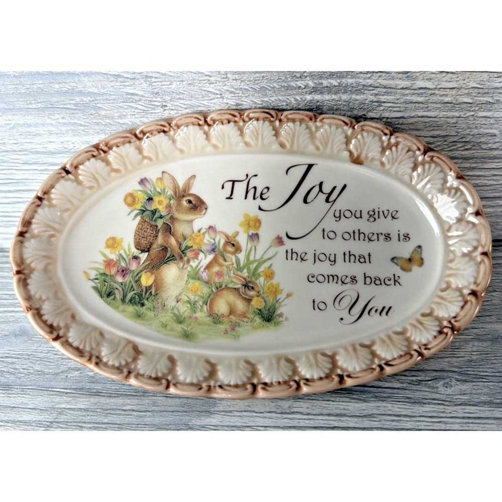 Cracker Barrel Easter Traditions Oval Soap Trinket Dish Rabbits The Joy You Give